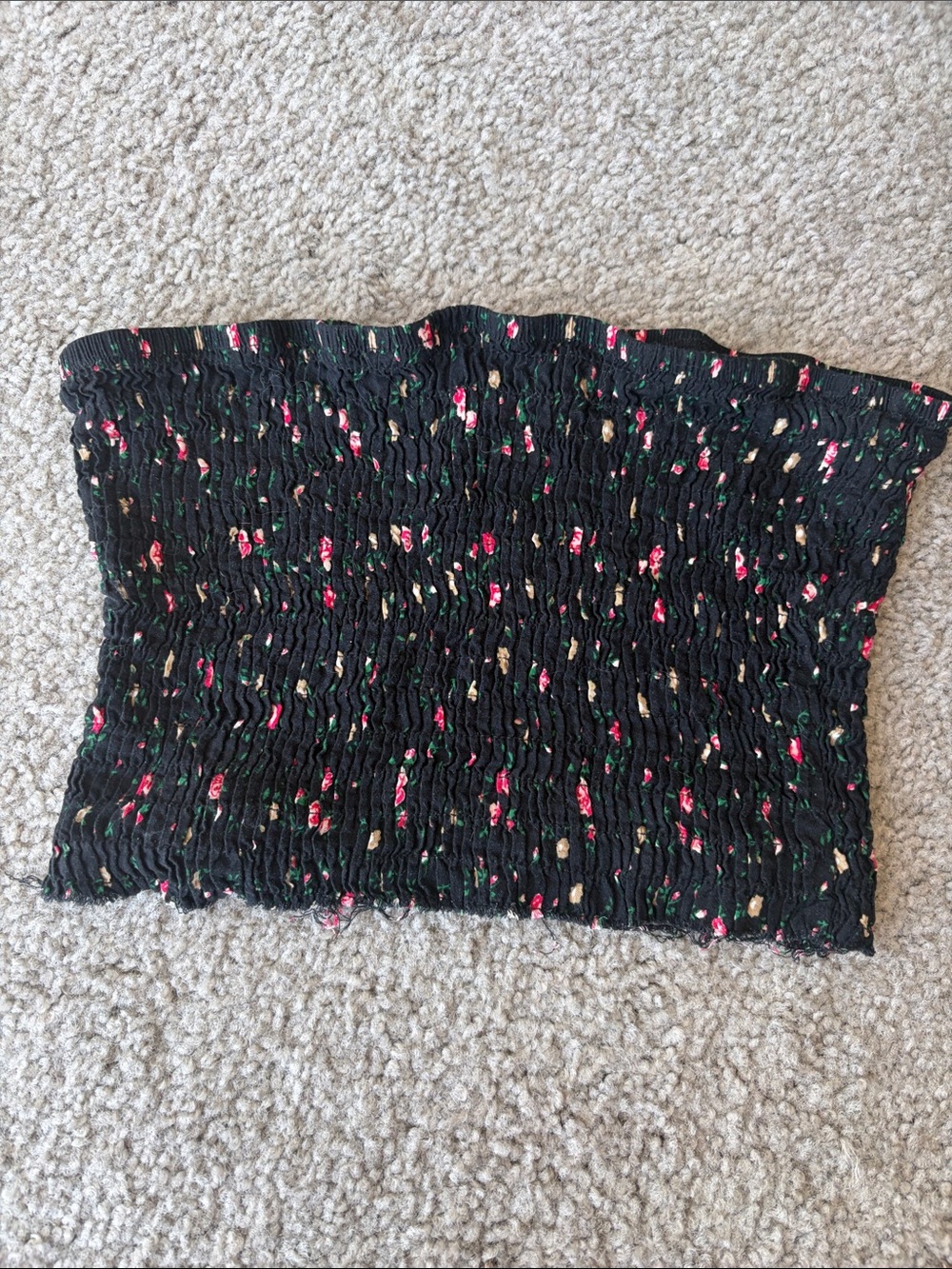 Ella Black Smocked Strapless Top with Pink & Cream Floral Dots